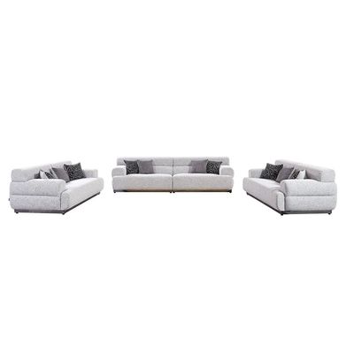 Alistar 4+3+3 Seater Fabric Sofa Set - Grey 