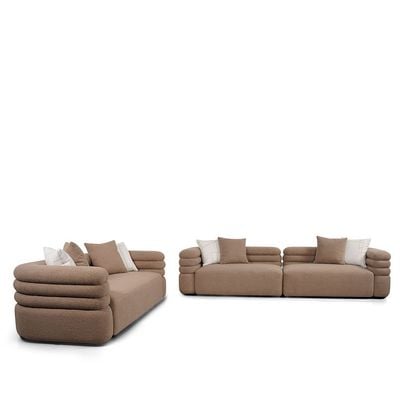 Pentos 4+3 Seater Fabric Sofa Set- Brown