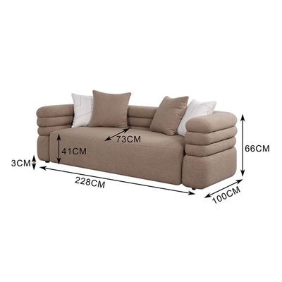 Pentos 3 Seater Fabric Sofa - Brown