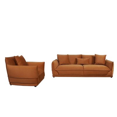 Baela 3+1 Seater Fabric Sofa Set- Dark Brown