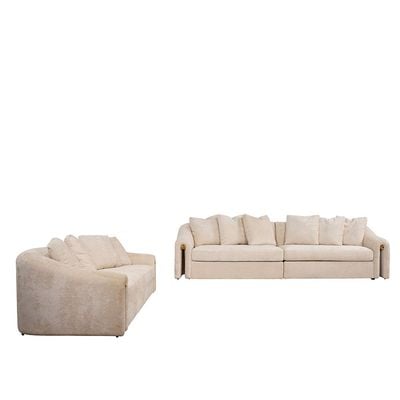 Belosie 4+3 Seater Fabric Sofa Set - Beige