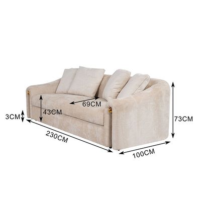 Belosie 3-Seater Fabric Sofa - Beige - With 2-Year Warranty