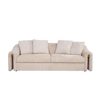 Belosie 3-Seater Fabric Sofa - Beige - With 2-Year Warranty