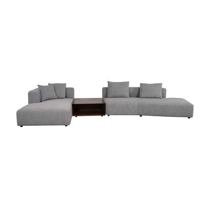 Smith Left Corner Fabric Sofa with Table - Grey - With 2-Year Warranty