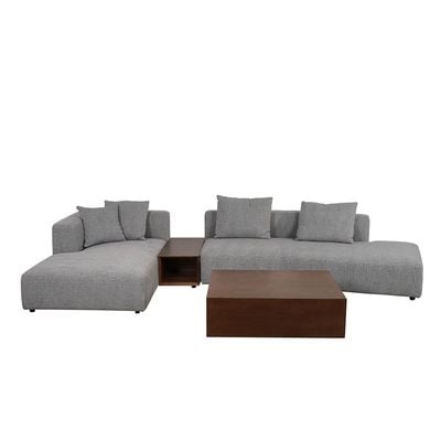 Smith Left Corner Fabric Sofa W/ 1 Table - Grey