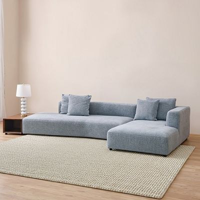 Smith 5-Seater Right Corner Fabric Sofa with Table - Grey - With 2-Year Warranty