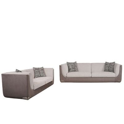 Rikkon 4+3 Seater Fabric Sofa Set- Grey