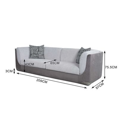 Rikkon 4+3 Seater Fabric Sofa Set- Grey