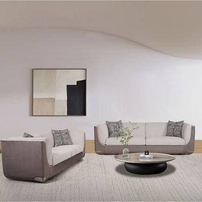 Rikkon 4+3 Seater Fabric Sofa Set- Grey