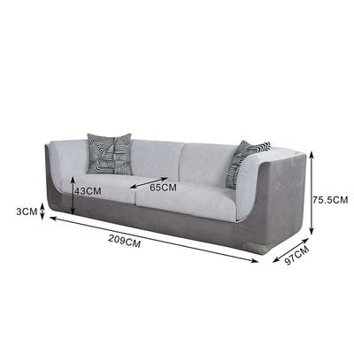 Rikkon 3-Seater Fabric Sofa - Grey - With 2-Year Warranty