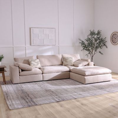 Weyline Reversible Fabric Corner Sofa - Cream/Brown