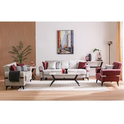 Dalin 1 Seater Fabric Sofa - Burgundy