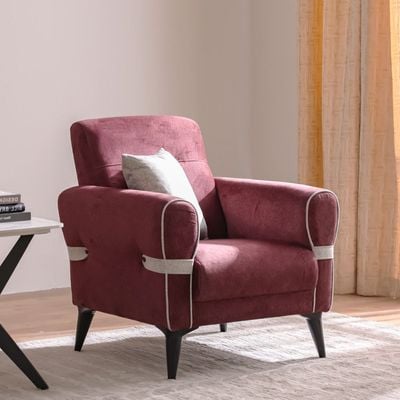 Dalin 1 Seater Fabric Sofa - Burgundy