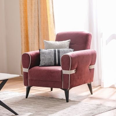 Dalin 1 Seater Fabric Sofa - Burgundy