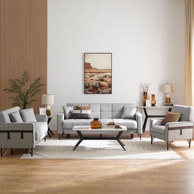 Havin 3+2+1 Seater Fabric Sofa Set - Light Grey