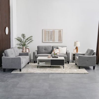 Supreme 3+2+1 Seater Fabric Sofa Set - Grey