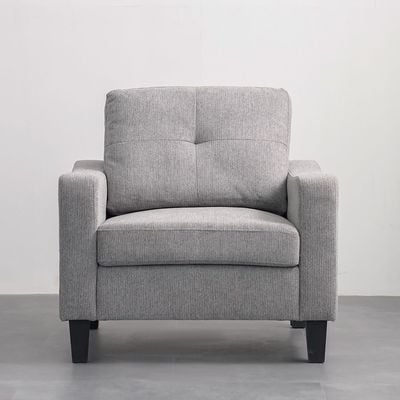 Supreme 1-Seater Fabric Sofa - Grey - With 2-Year Warranty