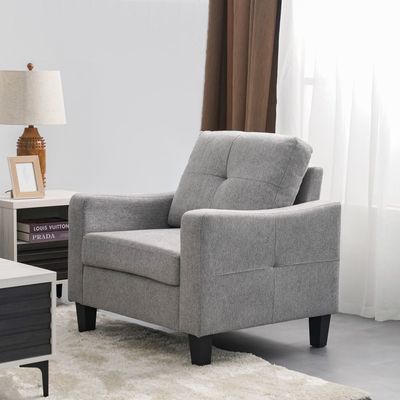 Supreme 1-Seater Fabric Sofa - Grey - With 2-Year Warranty