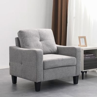 Supreme 1-Seater Fabric Sofa - Grey - With 2-Year Warranty