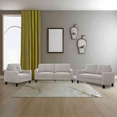 Supreme 3+2+1 Seater Fabric Sofa Set - Cream