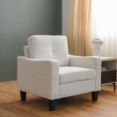 Supreme 1-Seater Fabric Sofa - Cream - With 2-Year Warranty