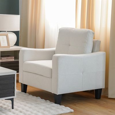 Supreme 1-Seater Fabric Sofa - Cream - With 2-Year Warranty