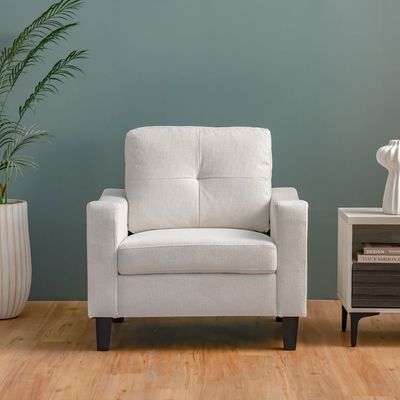 Supreme 1-Seater Fabric Sofa - Cream - With 2-Year Warranty