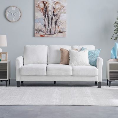 Gamorah 3-Seater Fabric Sofa - Cream - With 2-Year Warranty