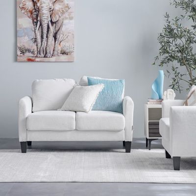 Gamorah 2-Seater Fabric Sofa - Cream - With 2-Year Warranty