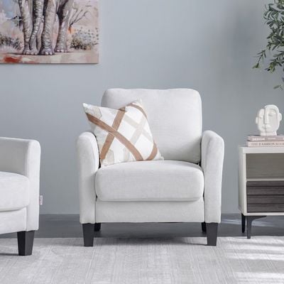 Gamorah 1-Seater Fabric Sofa - Cream - With 2-Year Warranty 