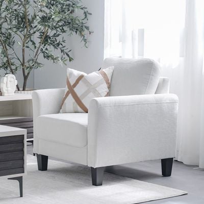 Gamorah 1-Seater Fabric Sofa - Cream - With 2-Year Warranty 