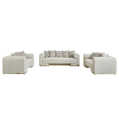 Moldova 2 Seater Fabric Sofa - Grey/Champagne Silver