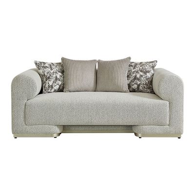 Moldova 2 Seater Fabric Sofa - Grey/Champagne Silver