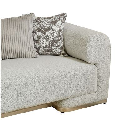 Moldova 3 Seater Fabric Sofa - Grey/Champagne Silver