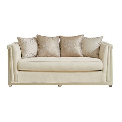 Ungheni 2 Seater Fabric Sofa - Beige/Champagne Silver