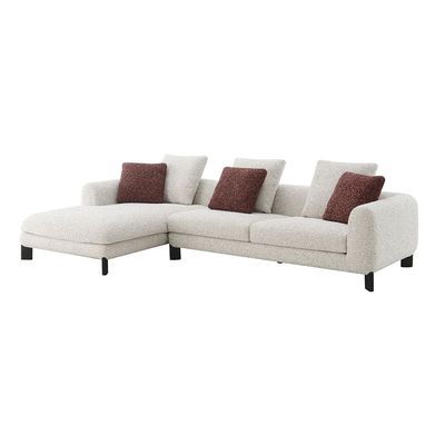 Twill Sectional  Fabric Left Corner Sofa - Light Grey