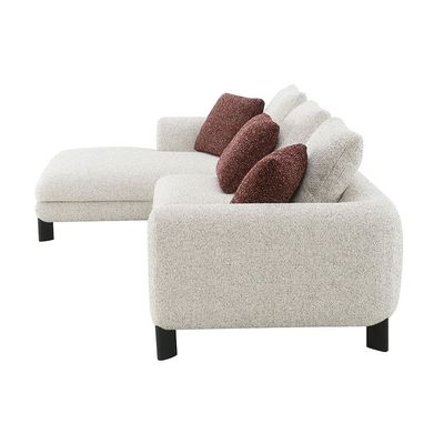 Twill Sectional  Fabric Left Corner Sofa - Light Grey