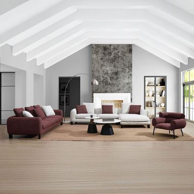 Twill Sectional  Fabric Right Corner Sofa - Light Grey