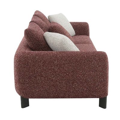 Twill Fabric 3 Seater Sofa With 3 Pillows - Red