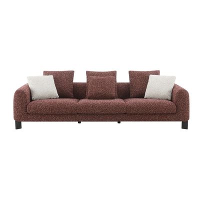 Twill Fabric 3 Seater Sofa With 3 Pillows - Red