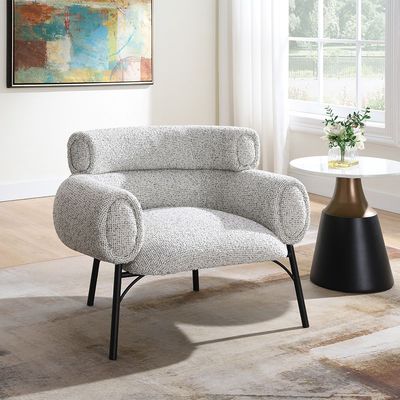 Twill Fabric Arm Chair - Light Grey