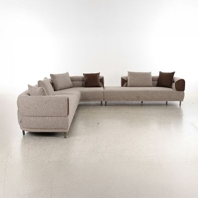 Raylee Sectional Corner Fabric Sofa-Brown