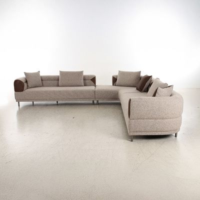 Raylee Sectional Corner Fabric Sofa-Brown