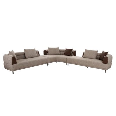Raylee Sectional Corner Fabric Sofa-Brown