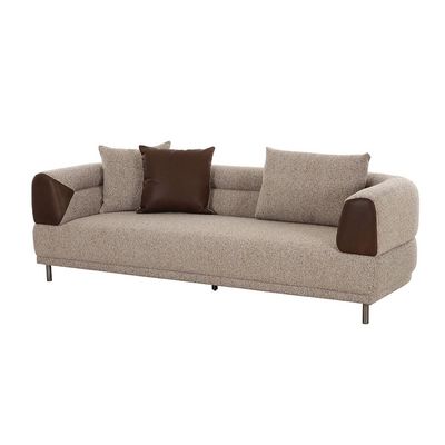Raylee 3 Seater Fabric Sofa- Brown