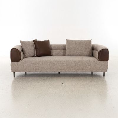 Raylee 3 Seater Fabric Sofa- Brown