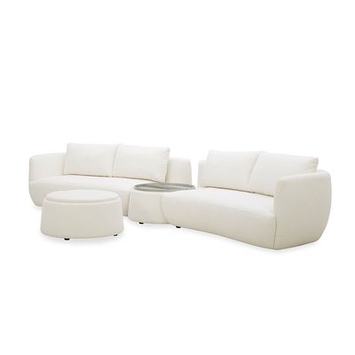 Winter Sectional Fabric Corner Sofa With Storage And Coffee Table - Bright White