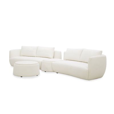 Winter Sectional Fabric Corner Sofa With Storage And Coffee Table - Bright White