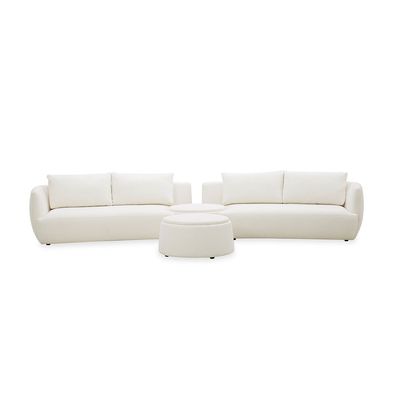 Winter Sectional Fabric Corner Sofa With Storage And Coffee Table - Bright White