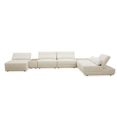 Spring Sectional Fabric Corner Sofa With Side Coffee Table And Storage - Summer Beige